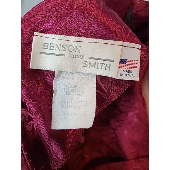 Vintage 90s Dress Floral Brocade Satin 3D Rose Lace Red Gilded Age Holiday Large - Picture 8 of 11